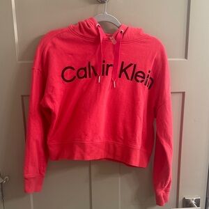 Calvin Klein Women's Bright Pink Crop Sweatshirt